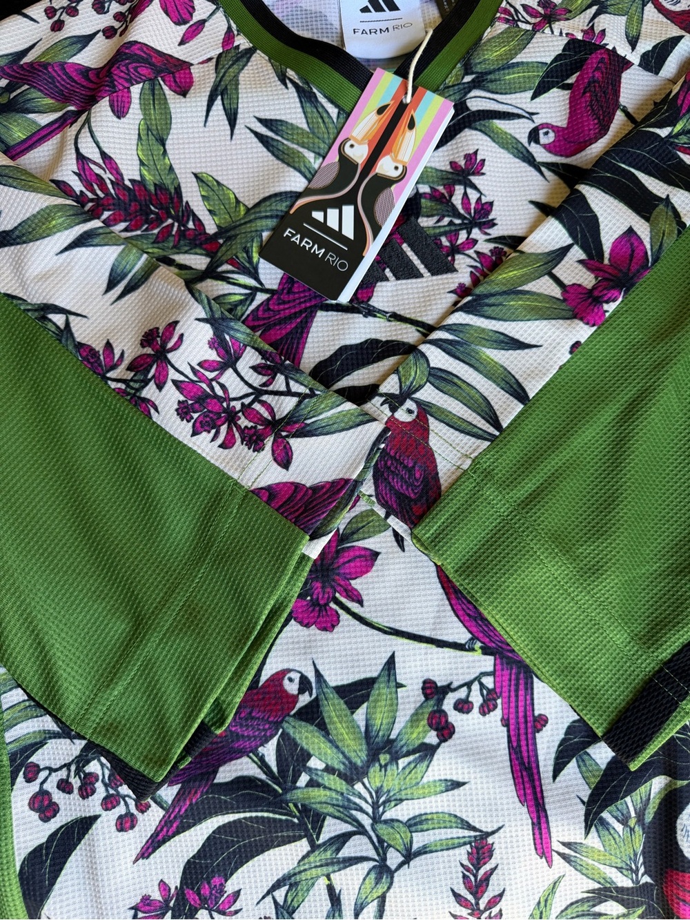 FARM Rio / Adidas Green & Magenta Tropical Parrot Long Sleeve Top